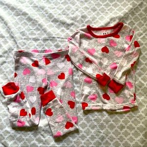 Grey with Pink Heart Toddler Girl Pajama Set 3T